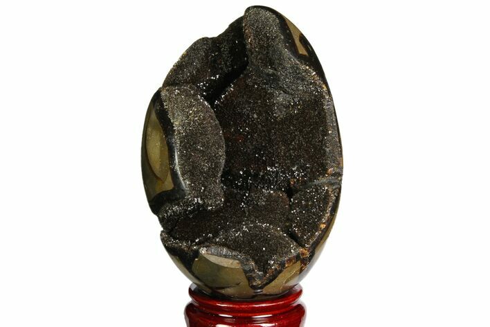 Septarian Dragon Egg Geode - Black Crystals #143153